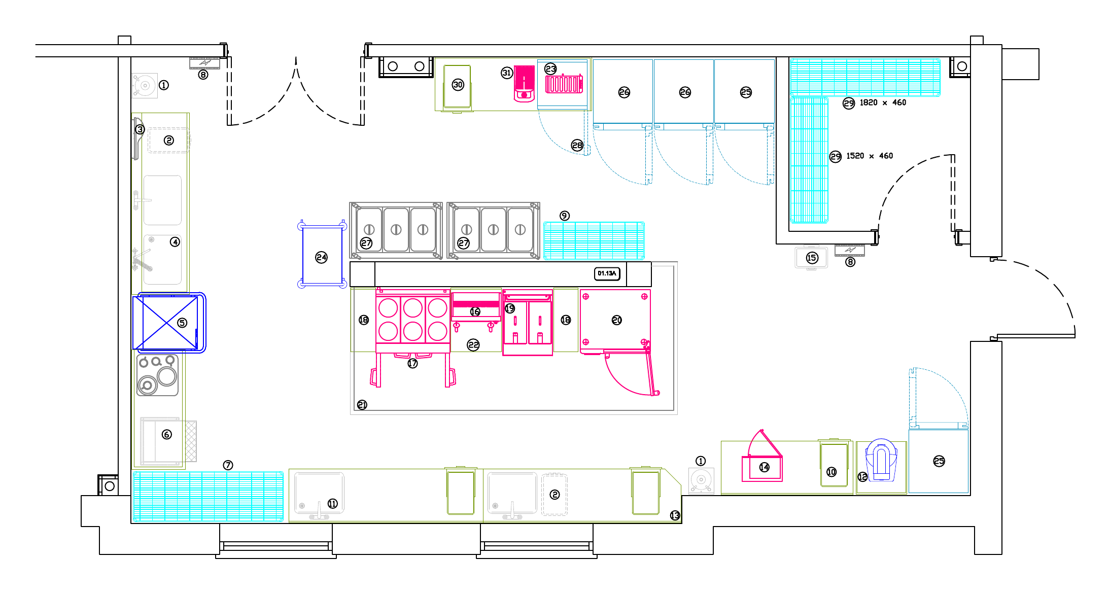 Commercial kitchen layout drawing produced by CKLS after a site survey
