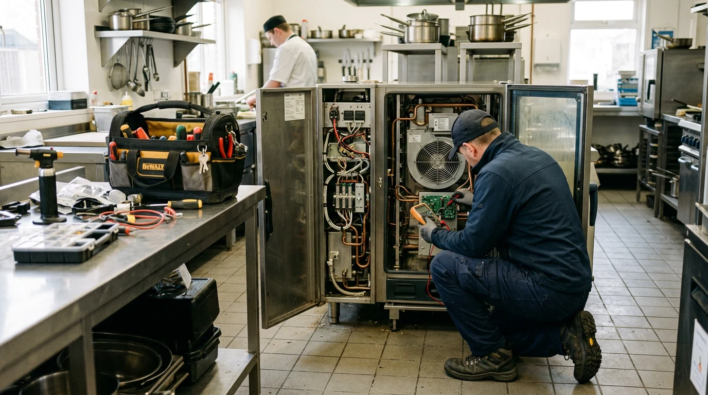 CKLS engineer repairing a commercial combi oven