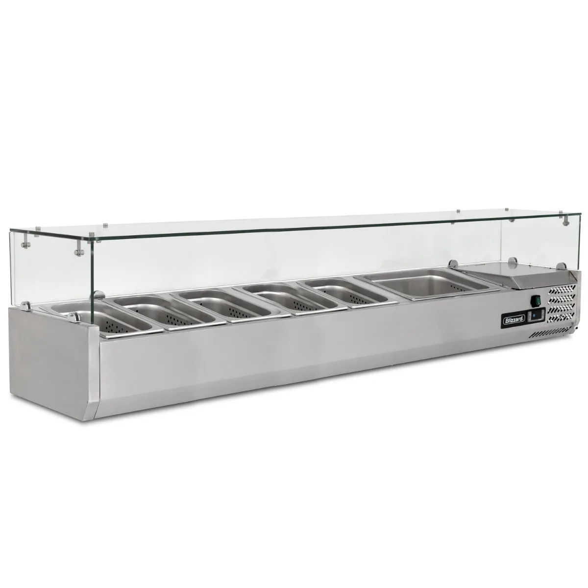 Blizzard 1.5m Glass Canopy 1/3 Gastronorm Prep Top