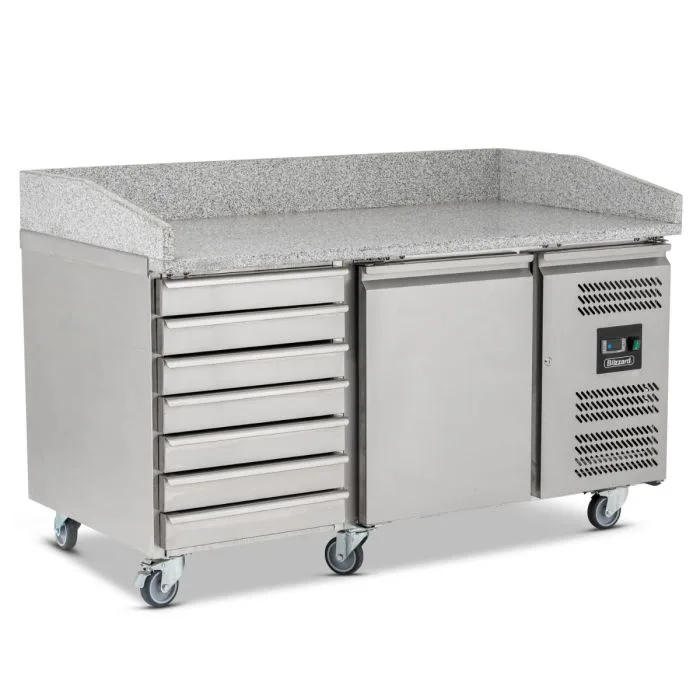 Blizzard Single Hinged Door Pizza Prep Counter With Neutral Drawers