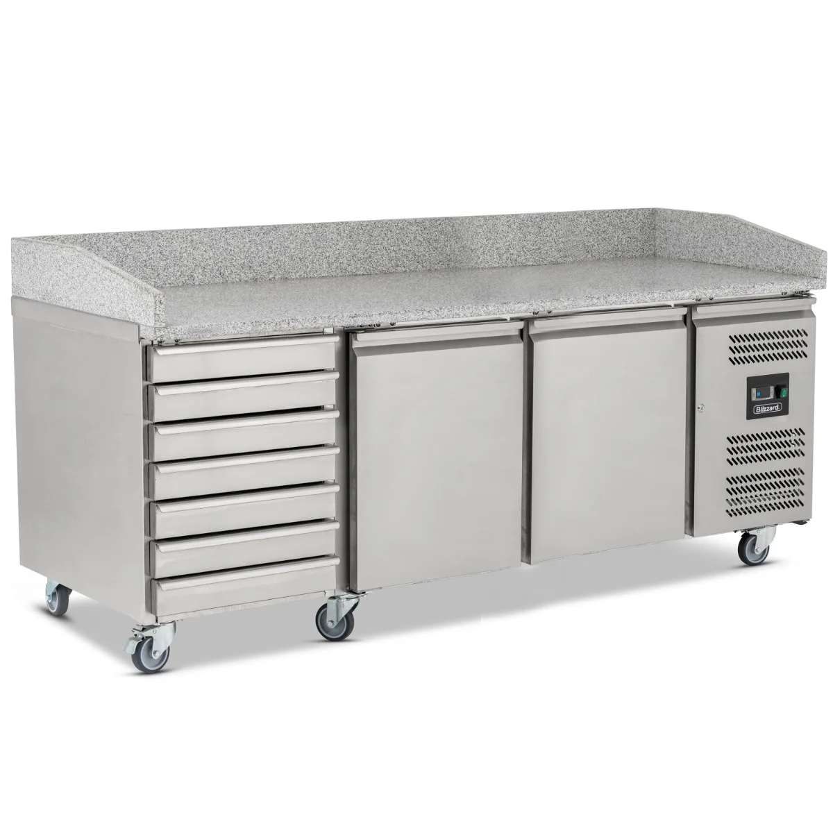 Blizzard Double Hinged Door Pizza Prep Counter With Neutral Drawers