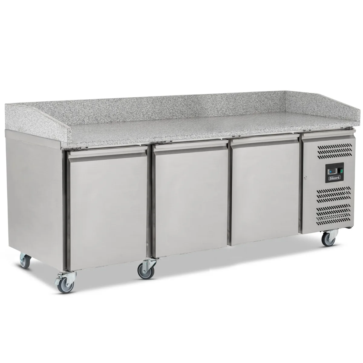 Blizzard Triple Hinged Door Pizza Prep Counter with Granite Worktop
