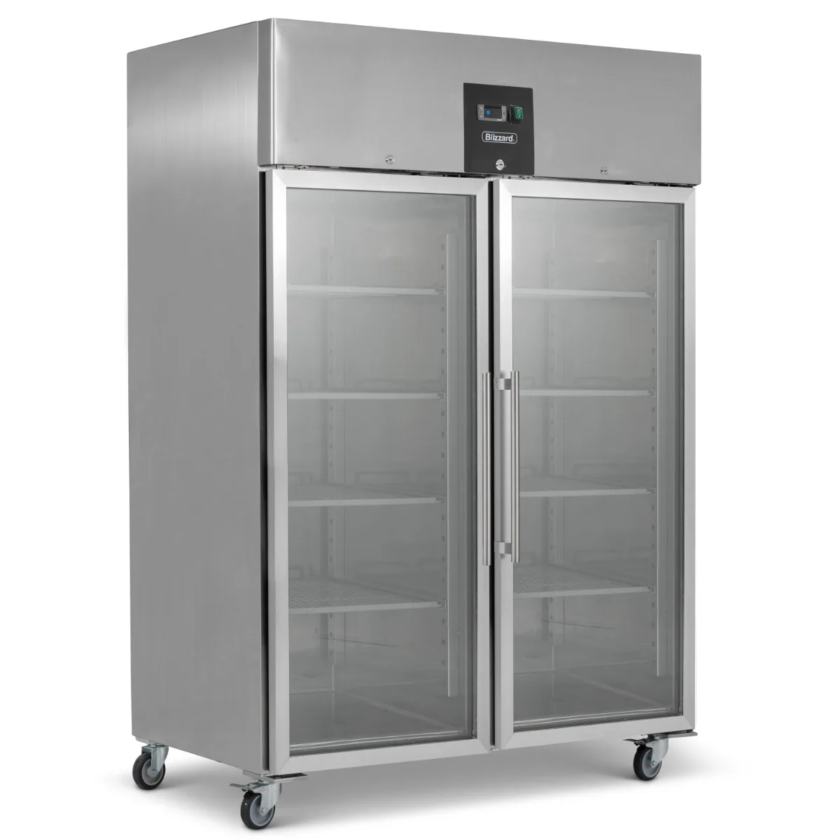 Blizzard Upright Double Hinged Glass Door Gastronorm Refrigerator