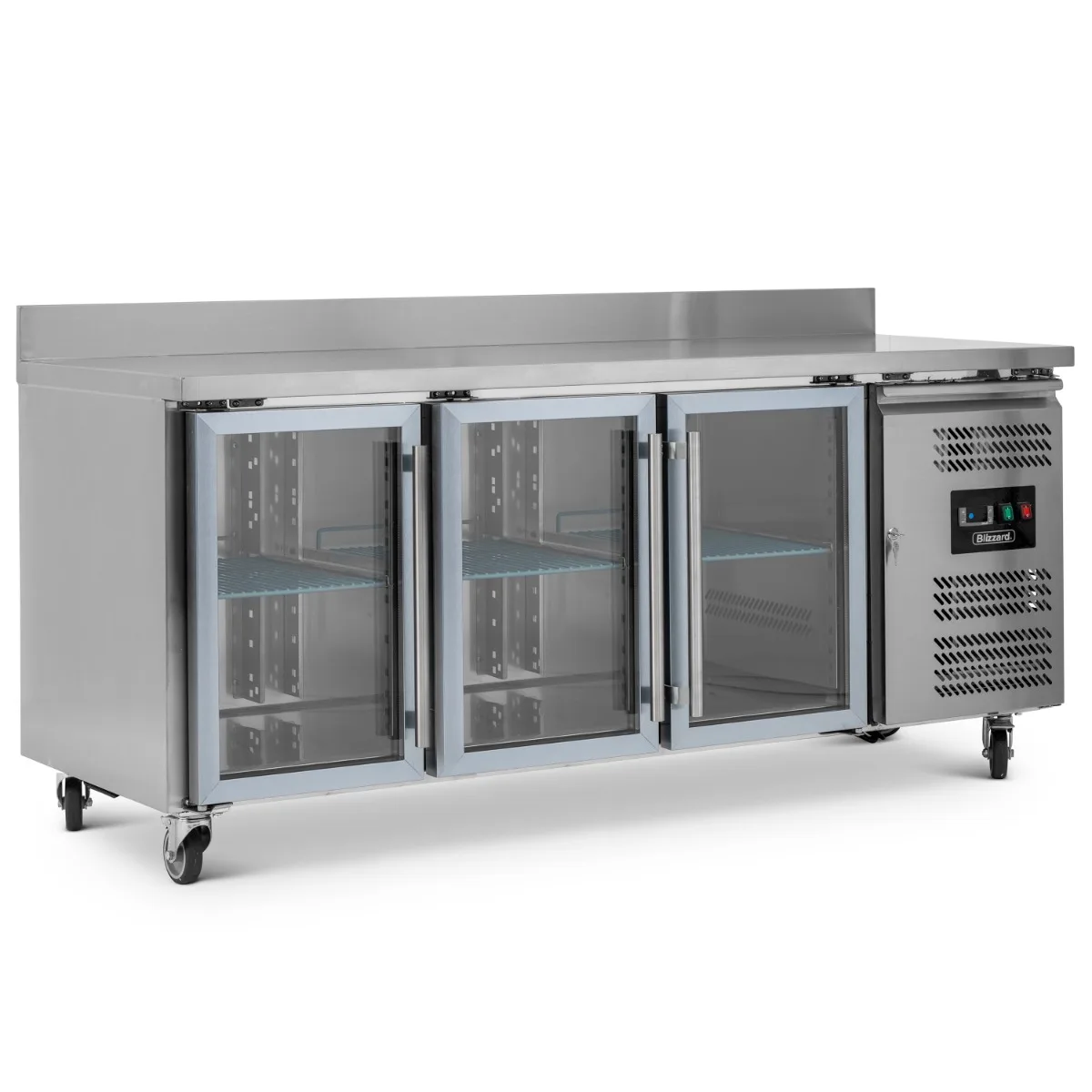 Blizzard Triple Hinged Glass Door Counter Refrigerator With Upstand