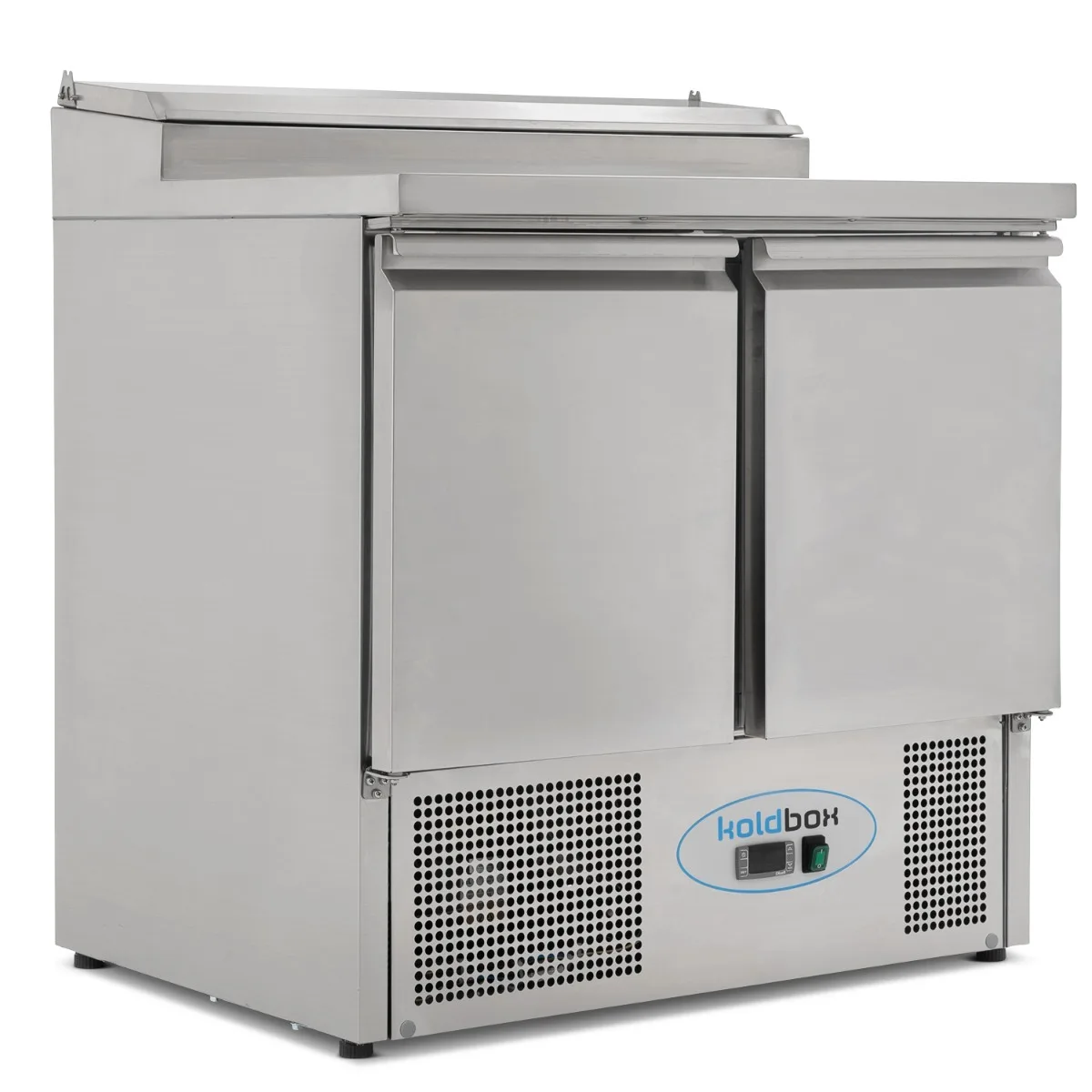 Koldbox Compact Double Door Refrigerated Prep Counter With Raised Collar