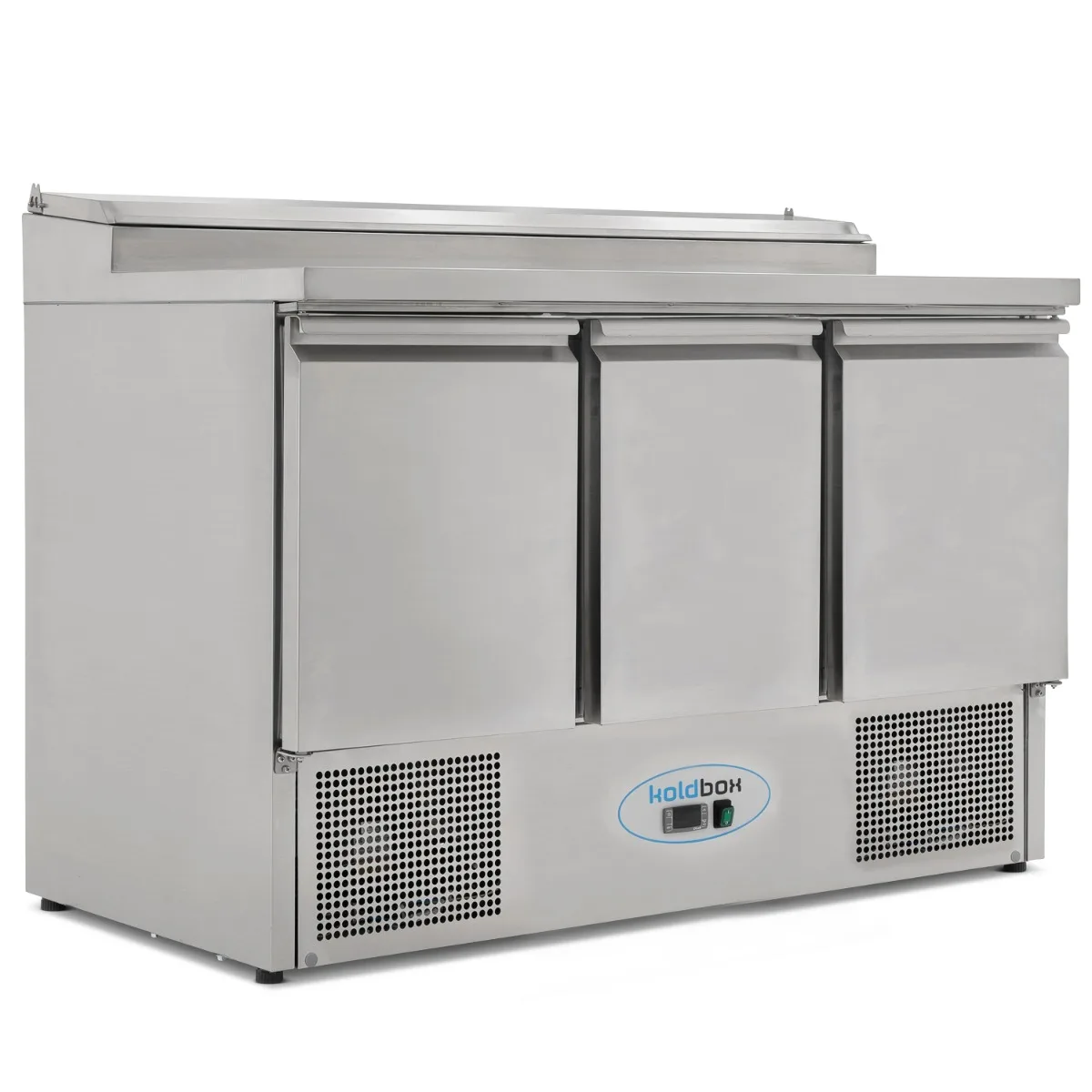 Koldbox Compact Triple Door Refrigerated Prep Counter With Raised Collar