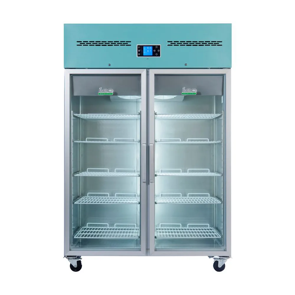 LEC Medical Laboratory & Medical Refrigeration LEC Medical PGR1200UK Glass Double Door Pharmacy Refrigerator, 1200 Litres