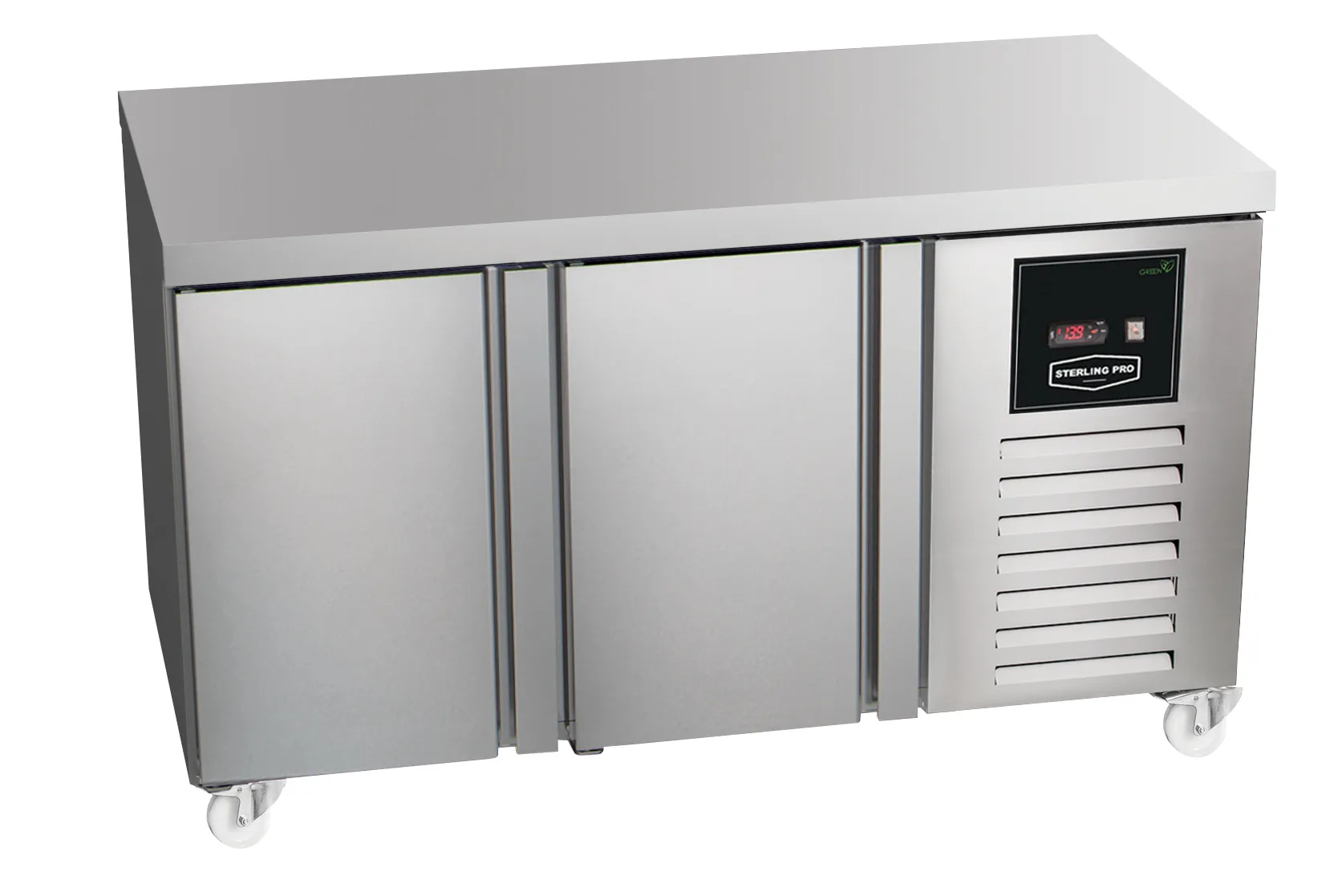 Sterling Pro Green SPI-7-135-20-NS 2 Door Fridge Counter Plain Top, 290 Litres