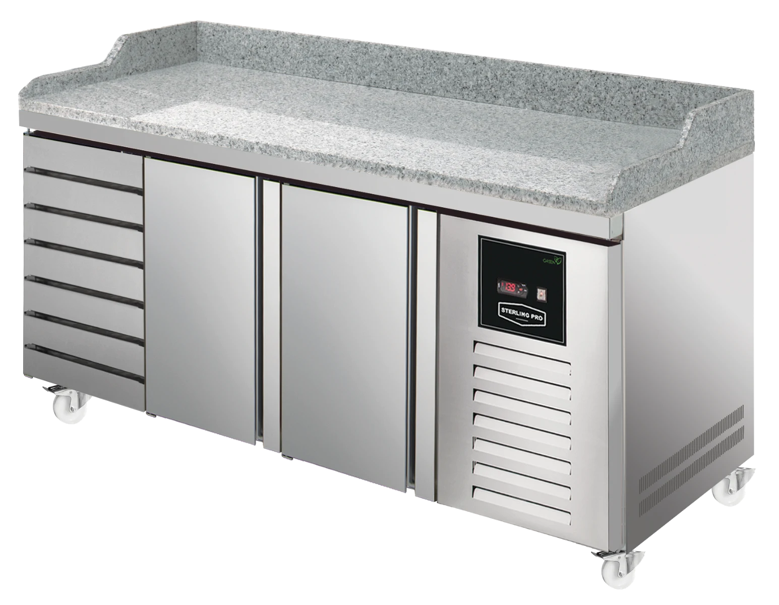 Sterling Pro Green SPI-8-200-27 Granite Top 800mm Fridge Counter, 2 Doors & 7 Drawers