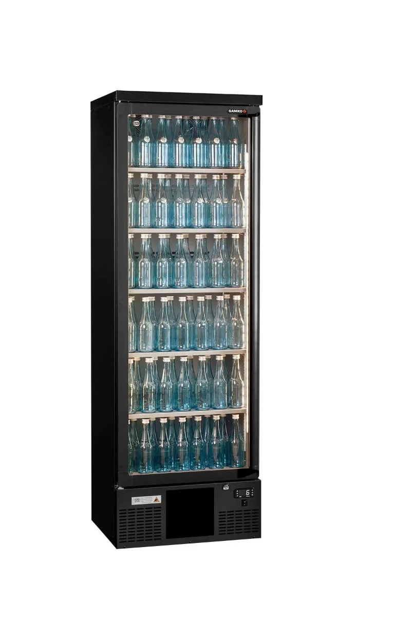 Gamko MG3/300RG Maxiglass Right Hand Hinged Glass Single Door Upright Bottle Cooler, 300 Litres