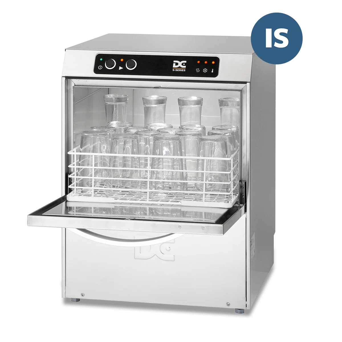 DC Products DC SG40IS Standard Range 400mm Basket Frontloading Commercial Glasswasher with Integral Water Softener, 18 Pint Capacity