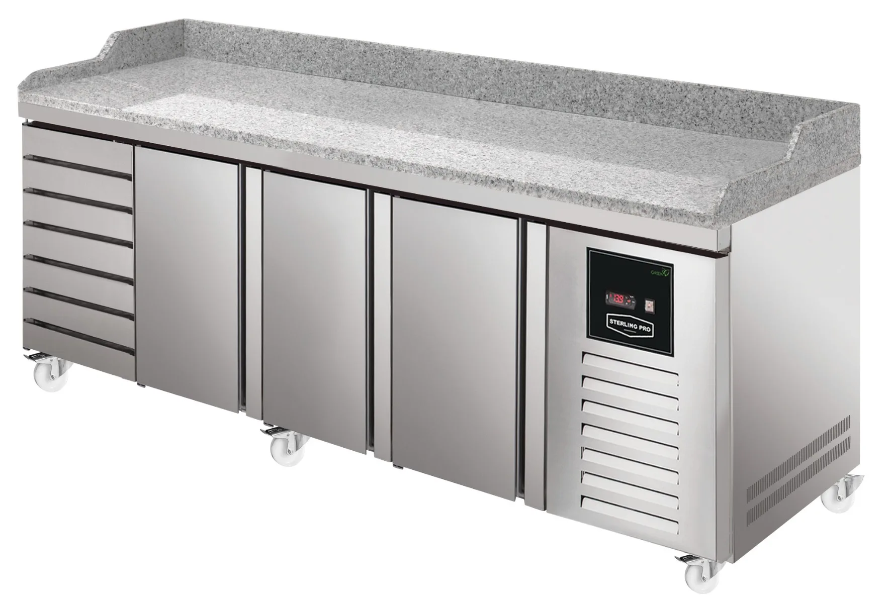 Sterling Pro Green SPI-8-250-37 Granite Top 800mm Fridge Counter, 3 Doors & 7 Drawers