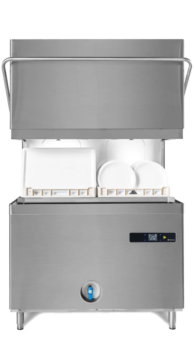 DC Products DC OD1400ACPD Optima Range 500mm Basket Passthrough Commercial Dishwasher with Break Tank, Chemical Pumps & Drain Pump, 18 Plates