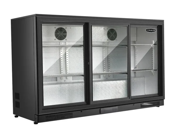 Sterling Pro Green SP3HC-LOW-BS Sliding Triple Door Low Height Bottle Cooler, 274 x 330ml Bottles