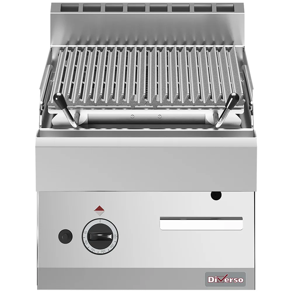 Diverso by Diamond Diverso WR-PLX1-40 Lavastone grill - 1/2 module, cooking grill in cast iron "double face"