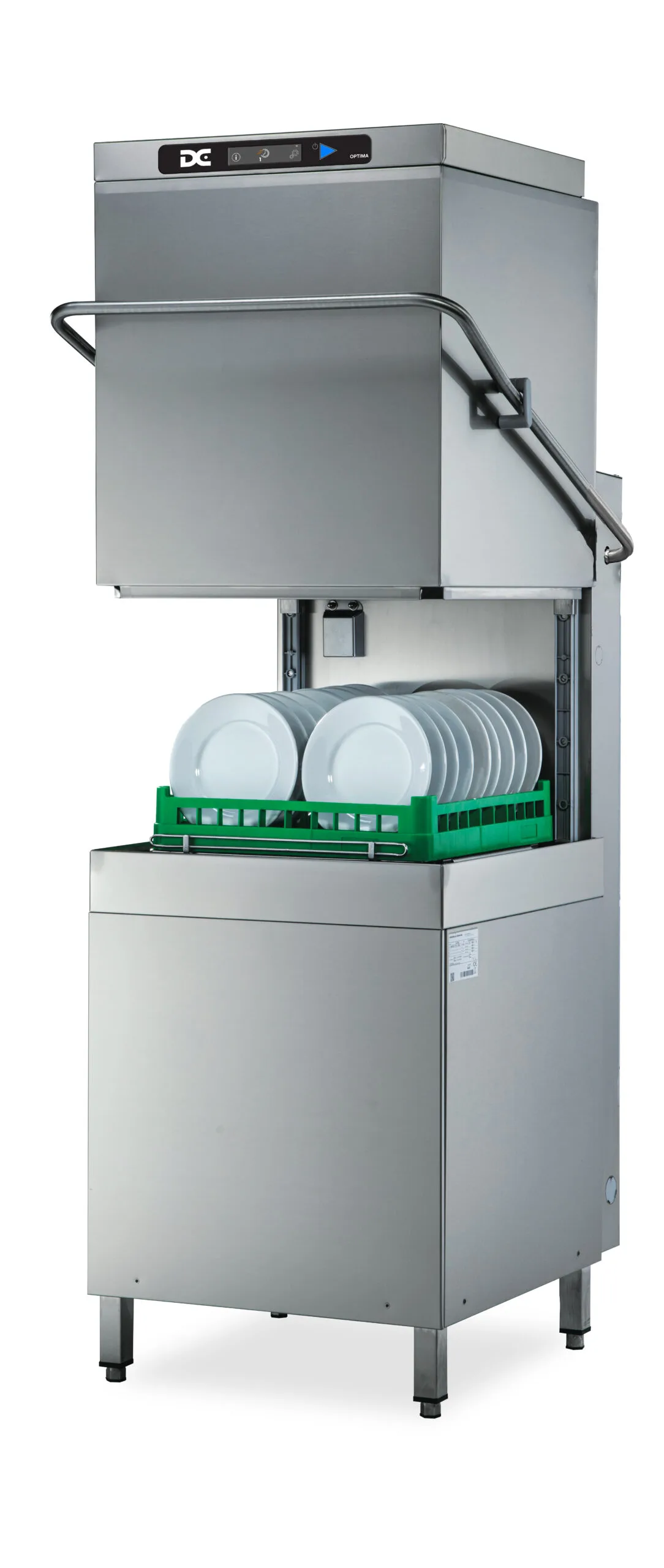 DC Products DC OXD1400ACPD-9KW Optima Range 500mm Basket Passthrough Commercial Dishwasher with Break Tank, Chemical Pumps & Drain Pump - 18 Plates