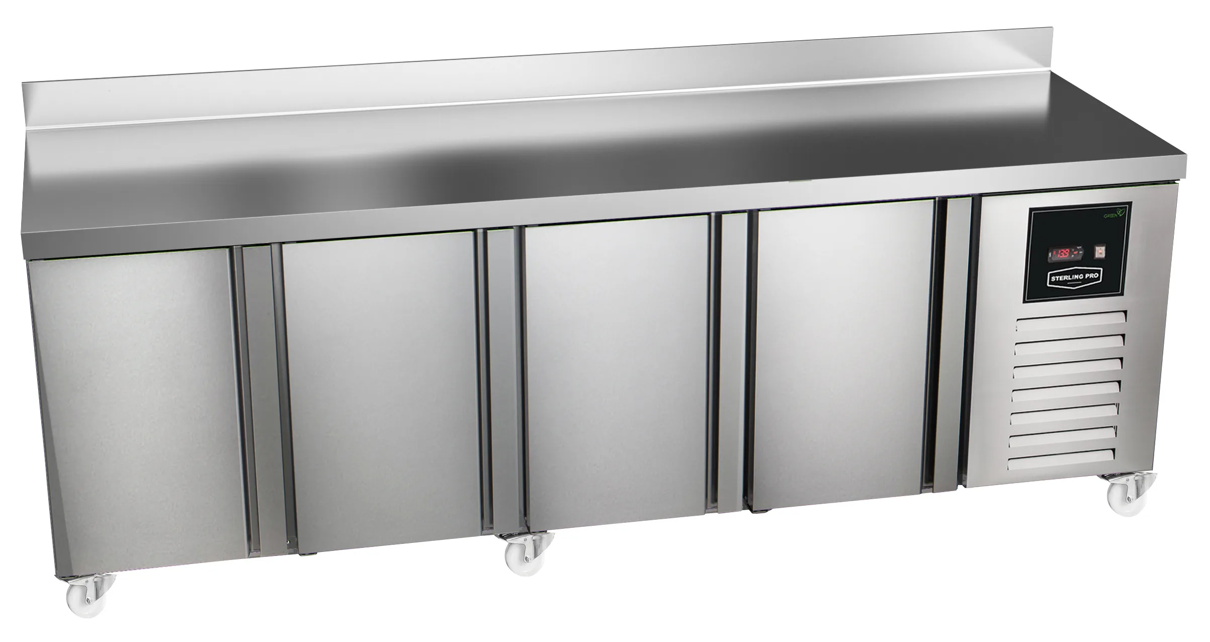 Sterling Pro Green SPI-7-225-40-SB 4 Door Counter Fridge with 100mm Splashback, 615 Litres