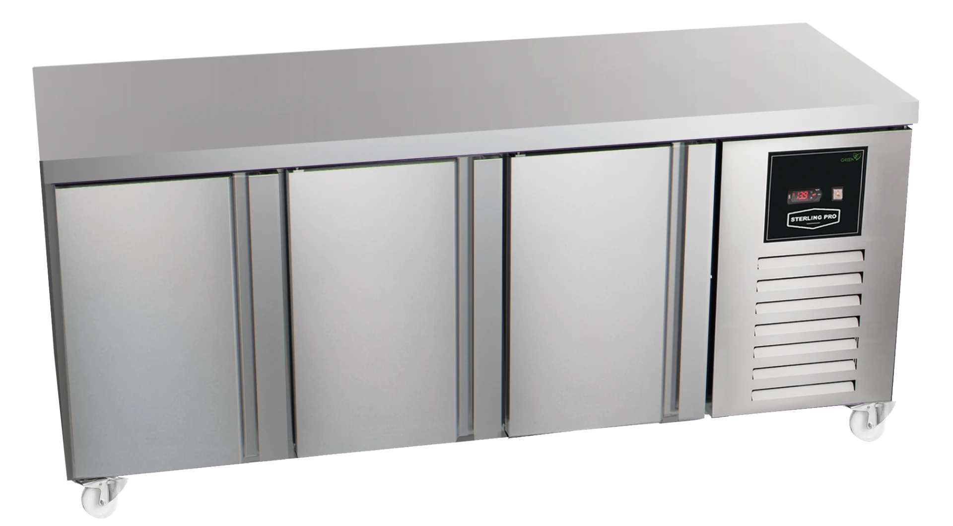 Sterling Pro Green SPI-6-200-30-NS Stainless Steel 3 Door Fridge Counter, 600mm Deep