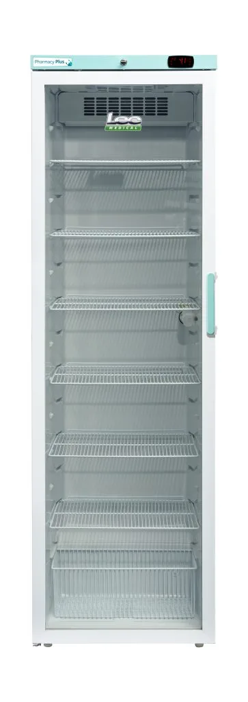 LEC Medical Laboratory & Medical Refrigeration LEC Medical PPGR400BT-LHH Left Hand Hinge Glass Single Door Pharmacy Plus Bluetooth Enabled Upright Refrigerator, 400 Litres