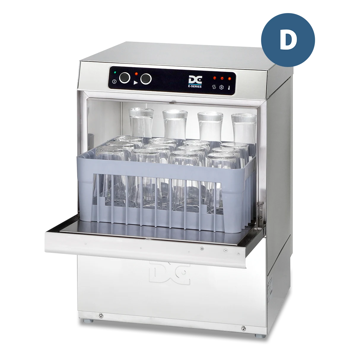 DC Products DC EG40D Economy Range 400mm Basket Frontloading Commercial Glasswasher with Drain Pump, 16 Pint Capacity