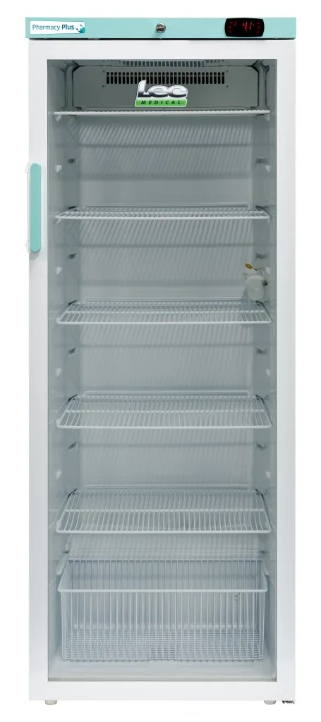 LEC Medical Laboratory & Medical Refrigeration LEC Medical PPGR310BT Glass Single Door Pharmacy Plus Bluetooth Enabled Upright Refrigerator, 310 Litres