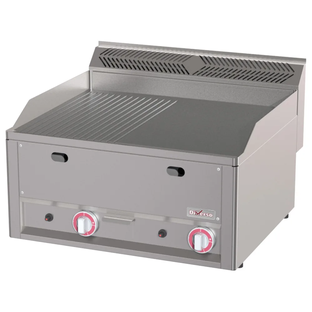 Diverso by Diamond Diverso WR-GPMD-25 Double gas griddle, 1/2 smooth 1/2 grooved -Top-