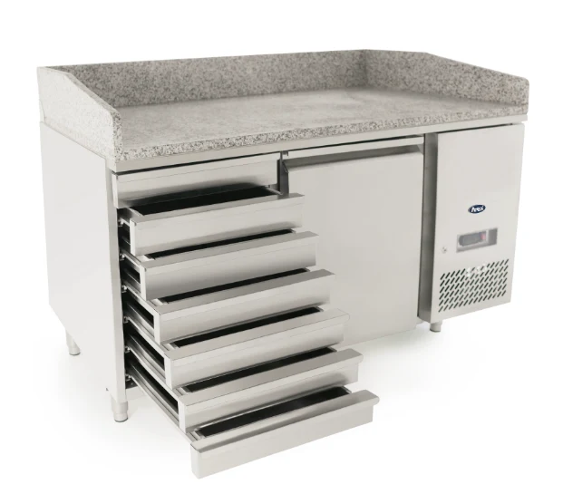 Atosa EPF3490GR + VRX1500/330 Single Door Granite Top Salad Preparation Counter Table with VRX unit & GN Pans, 125 Litres