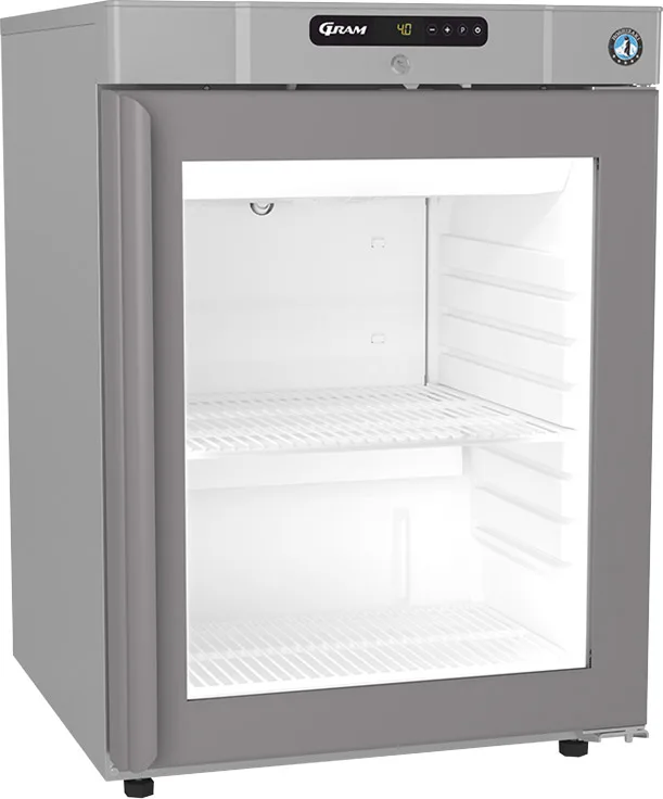 Hoshizaki Compact KG220 R-DR G U Glass Single Door Stainless Steel Undercounter Display Fridge, 123 Litres