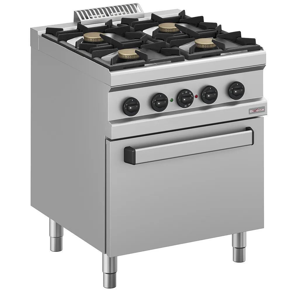 Diverso by Diamond Diverso WR-M4BF-M1 Gas range 4 burners, electric convection oven GN 1/1