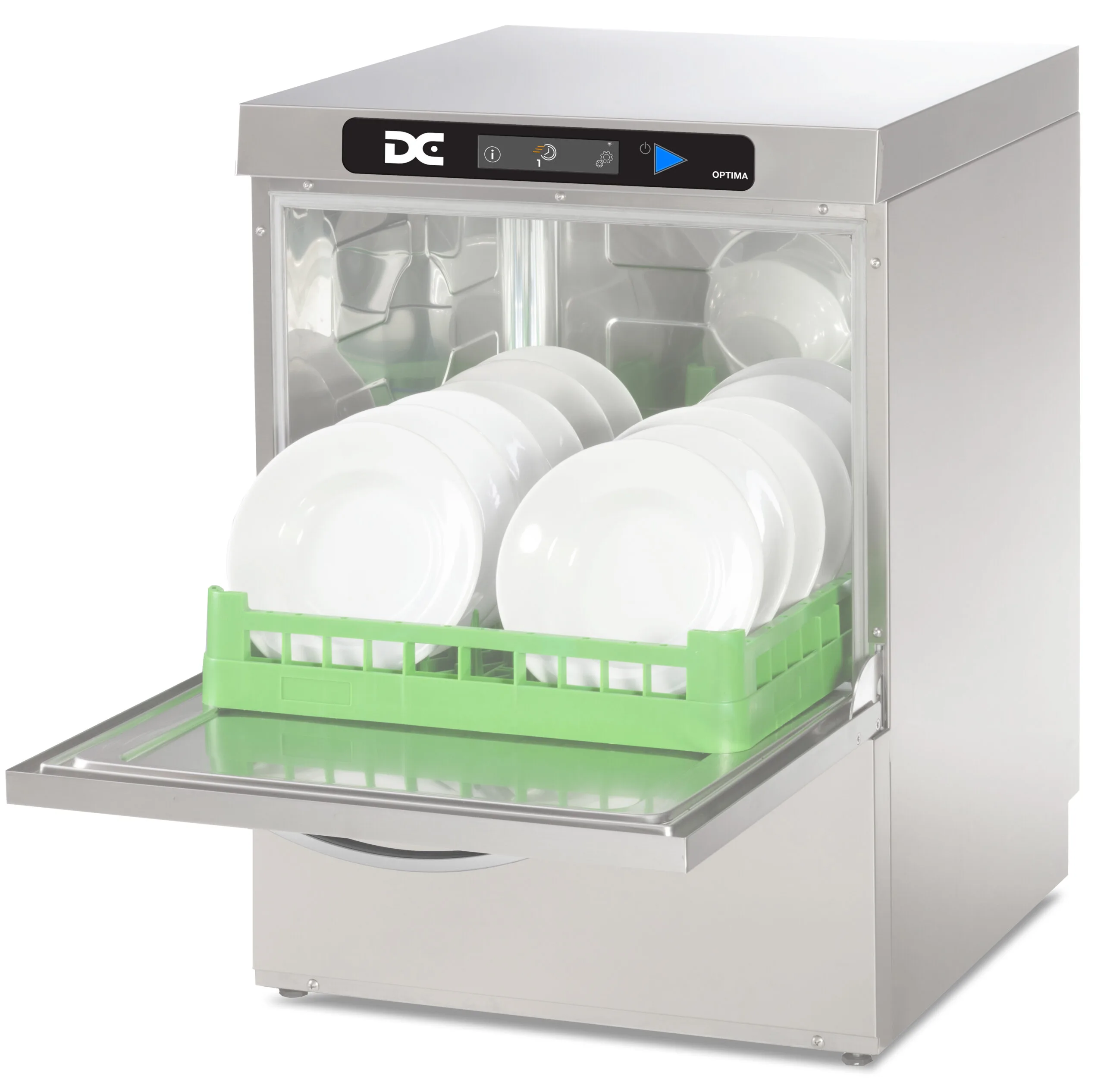 DC Products DC OXD50AD Optima Range 500mm Basket Frontloading Commercial Dishwasher with Break Tank & Drain Pump - 18 Plates