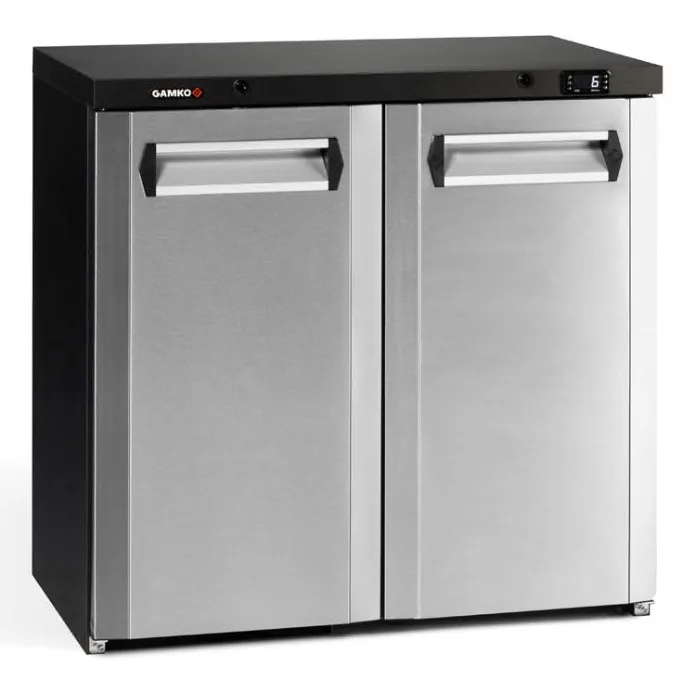 Gamko MG3/250CS Maxiglass Hinged Stainless Steel Front Double Door Undercounter Bottle Cooler, 250 Litres