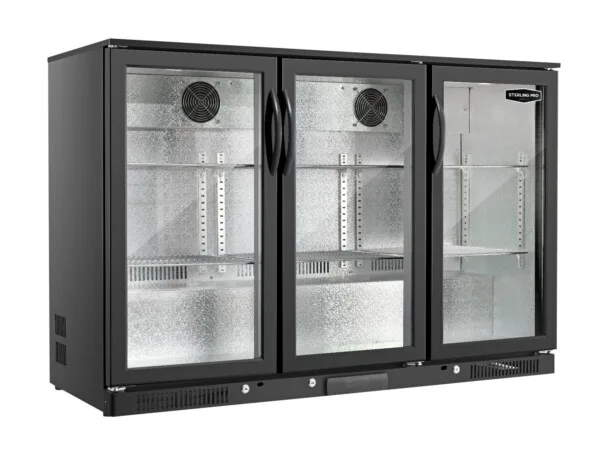 Sterling Pro Green SP3HC-LOW-BH Hinged Triple Door Low Height Bottle Cooler, 274 x 330ml Bottles