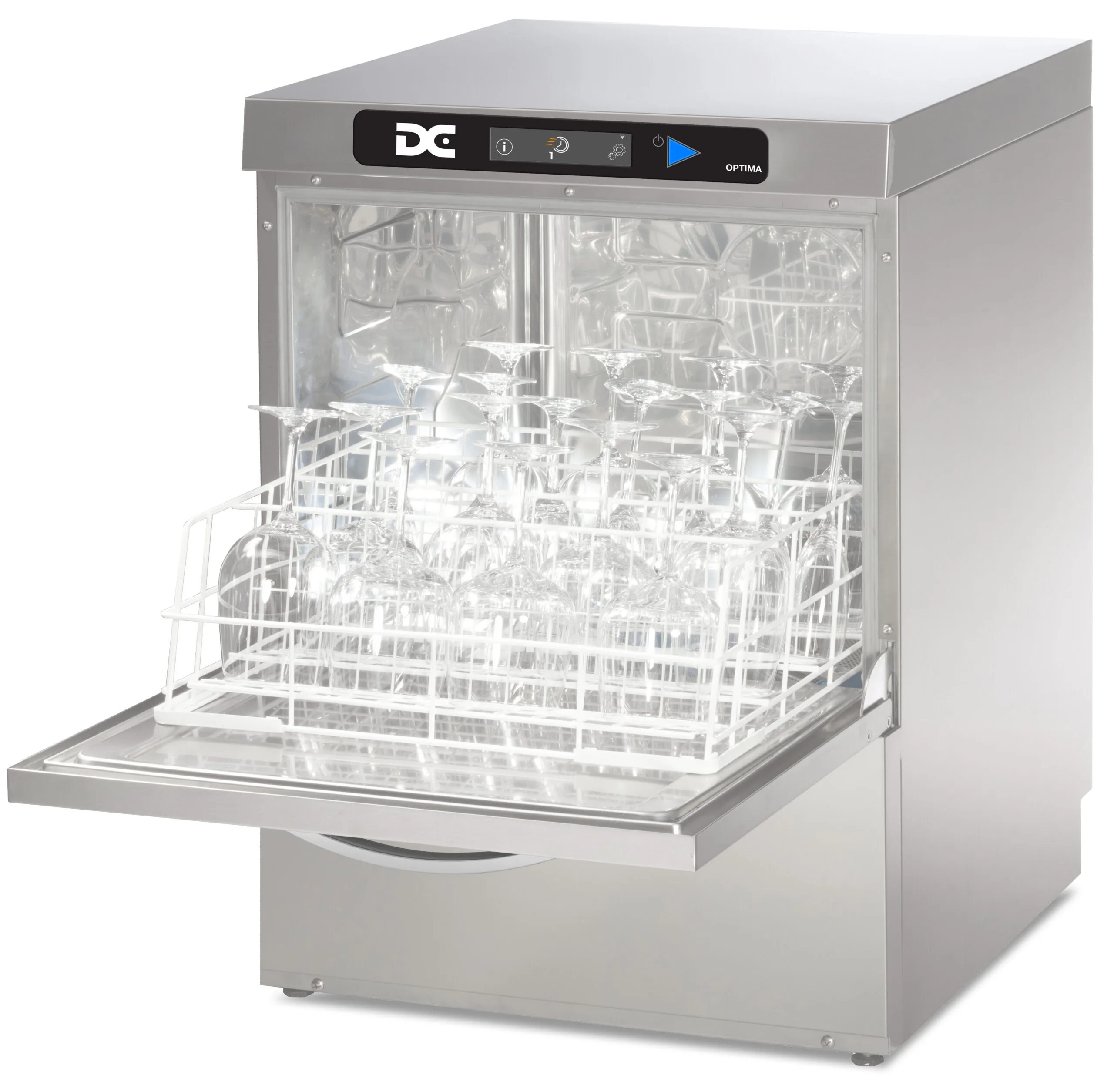 DC Products DC OXG50A D RO Optima Range 500mm Basket Frontloading Commercial Glasswasher with Break Tank, Drain Pump & RO - 30 Pint Capacity