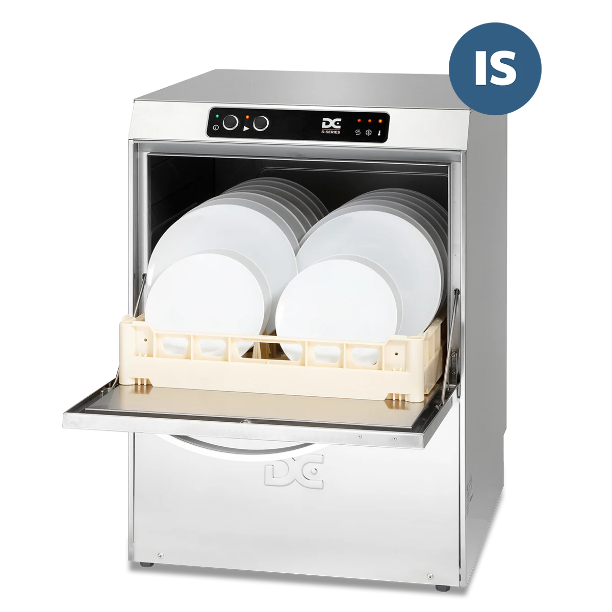 DC Products DC SD50IS Standard Range 500mm Basket Frontloading Commercial Dishwasher with Integral Water Softener, 18 Plates