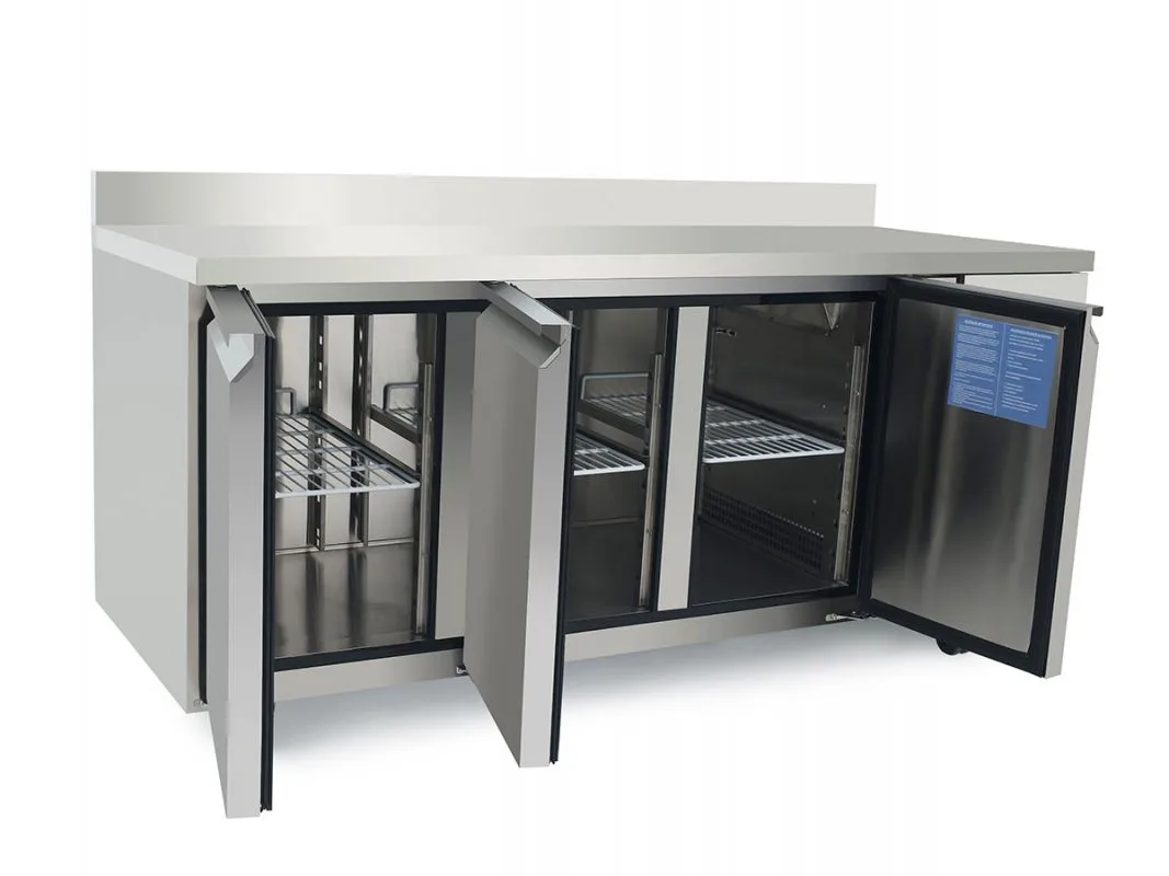 Atosa EPF3432HDSB 3 Door Preparation Counter Fridge with Splash Back, 420 Litres