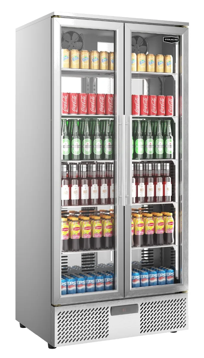 Sterling Pro Green SP220-STS Double Door Stainless Steel Upright Bottle Cooler, 458 Litres