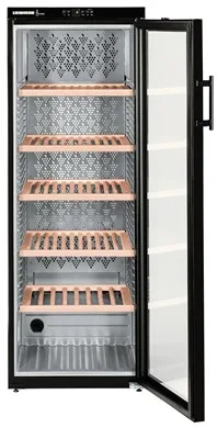 Liebherr WKb 4212 Vinothek Glass Single Door Black Upright Wine Cabinet, 200 x 750ml Bottles