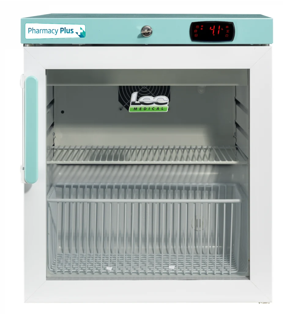 LEC Medical Laboratory & Medical Refrigeration LEC Medical PPGR47BT-UK Glass Single Door Pharmacy Plus Bluetooth Enabled Countertop Refrigerator, 47 Litres