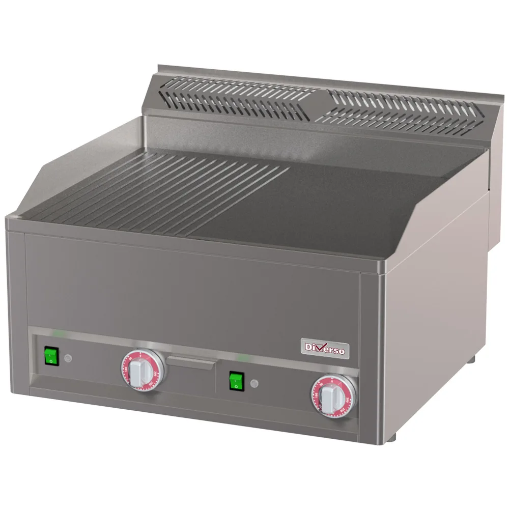 Diverso by Diamond Diverso WR-EPMD-27 Double electric griddle, 1/2 grooved 1/2 smooth -Top-