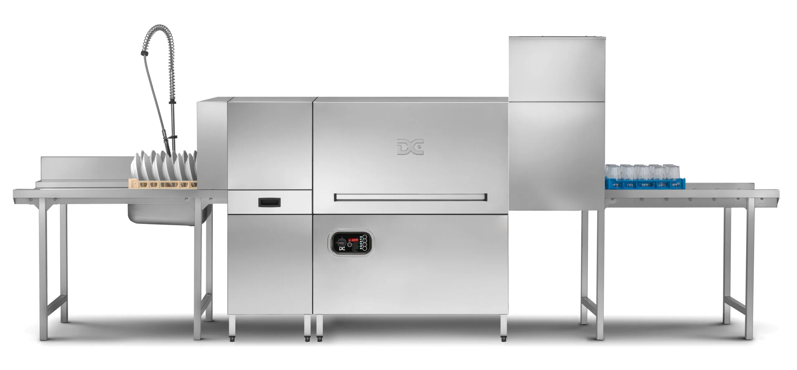 DC Products DC DCX500A Rack Conveyor Range 500mm Basket Passthrough Commercial Dishwasher - 18 Plates