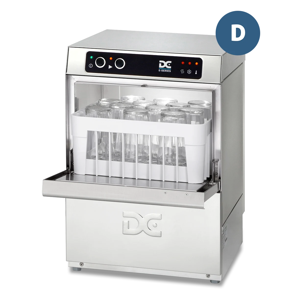 DC Products DC EG35D Economy Range 350mm Basket Frontloading Commercial Glasswasher with Drain Pump, 12 Pint Capacity