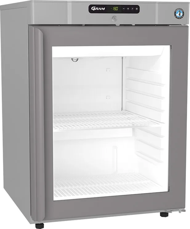 Hoshizaki Compact FG220 R-DR G U Glass Single Door Stainless Steel Undercounter Display Freezer, 123 Litres