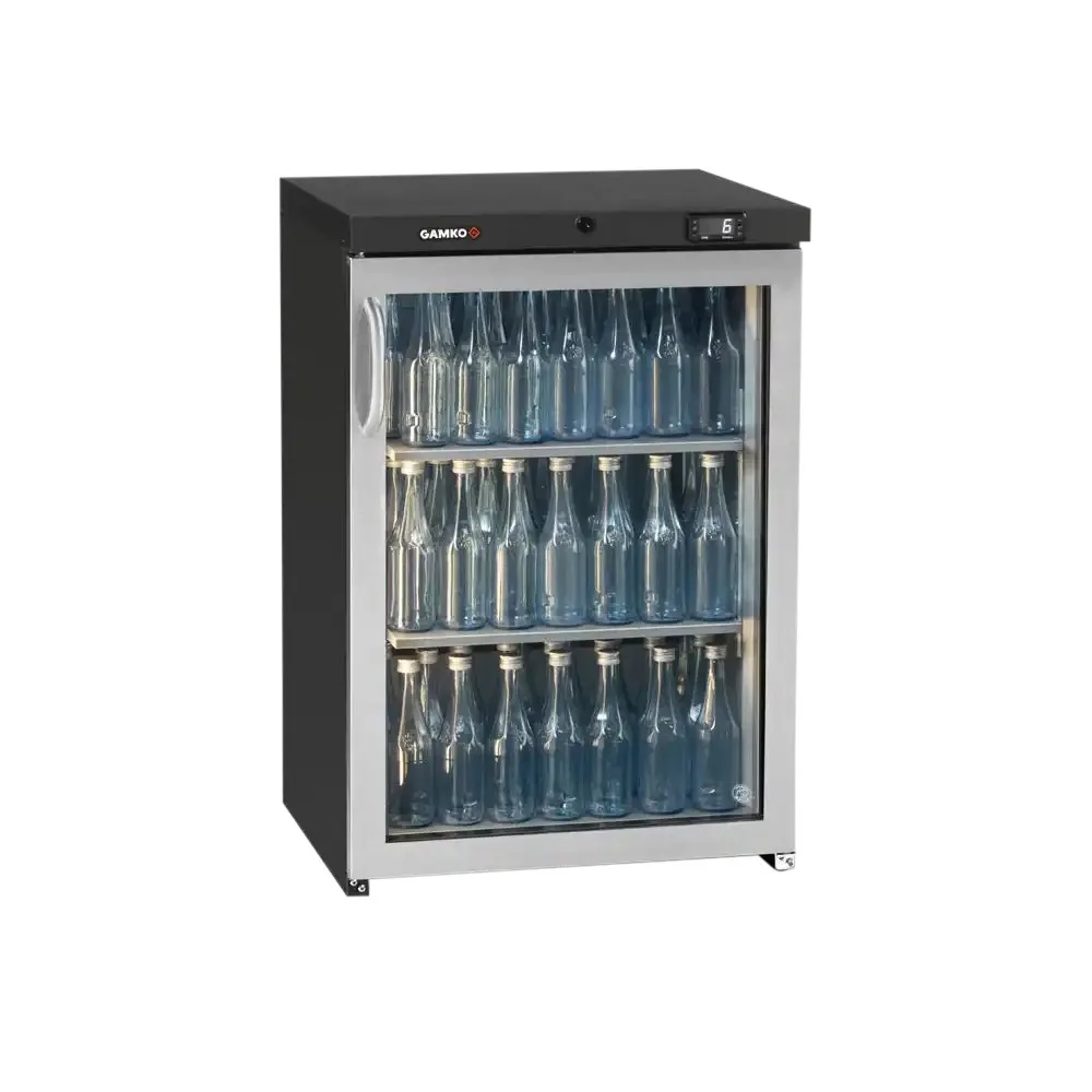 Gamko LG3-150RGCS Maxiglass Low Height Stainless Steel Framed Glass Door Bottle Cooler, 125 Litres